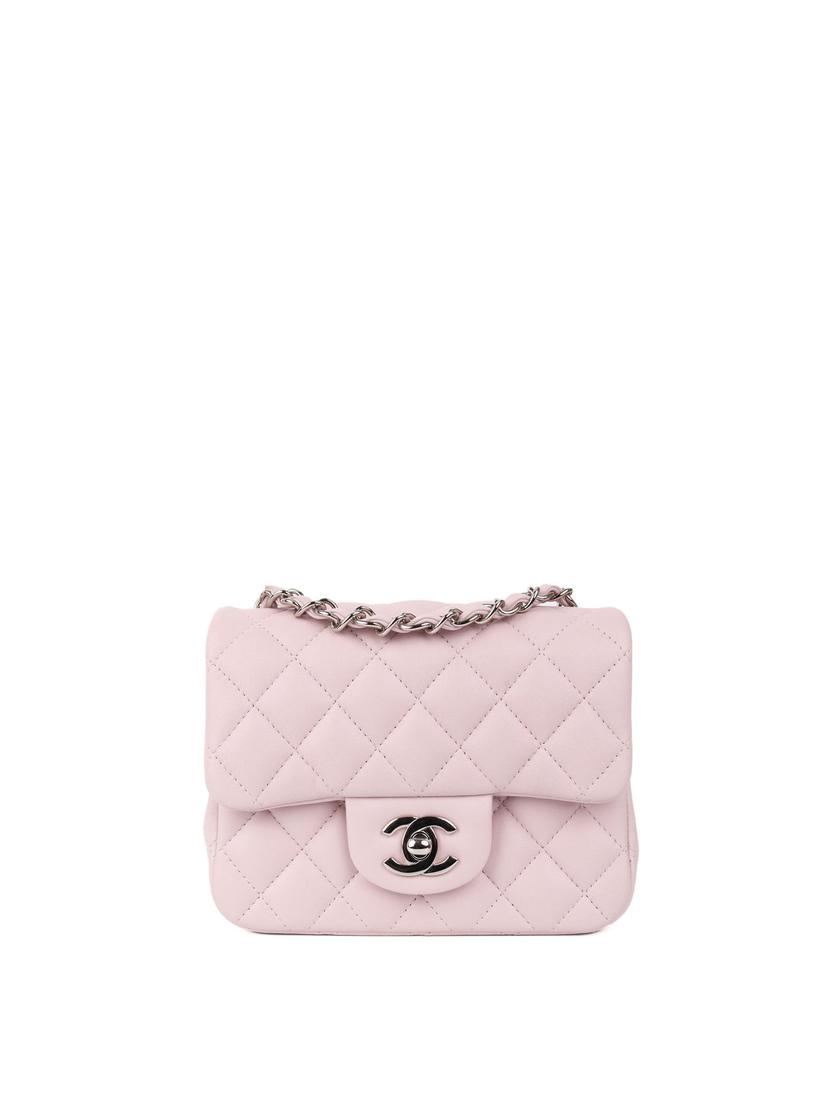 Chanel Mini Square Lilac Classic Flap Bag SHW
