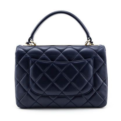 Chanel Navy Quilted Lambskin Small Trendy CC Top Handle Flap Bag