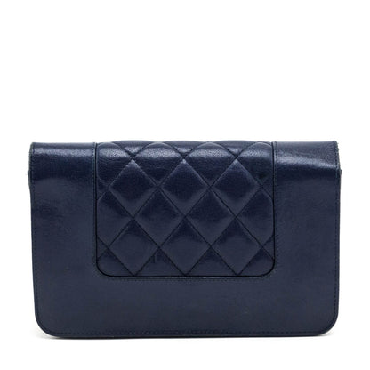 Chanel Navy Sheepskin Mademoiselle Wallet on Chain Bag
