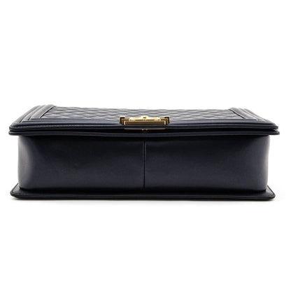 Chanel Pearly Black Quilted Lambskin Quilted Large Boy Flap Bag