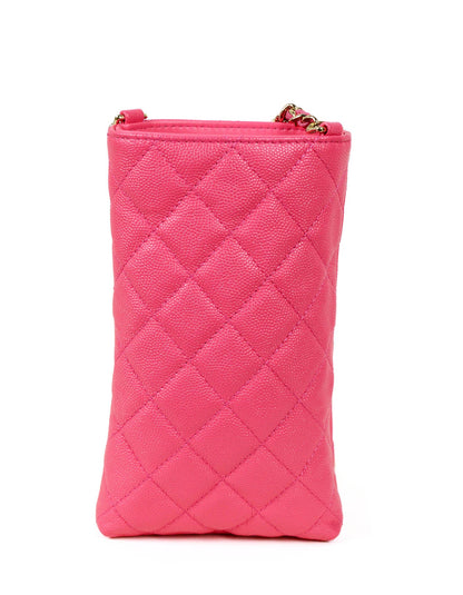 Chanel Pink Caviar Quilted CC Phone Holder Crossbody Bag