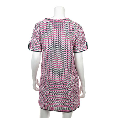 Chanel Pink & White Knit Mini Sleeve Dress Size M | FR 40