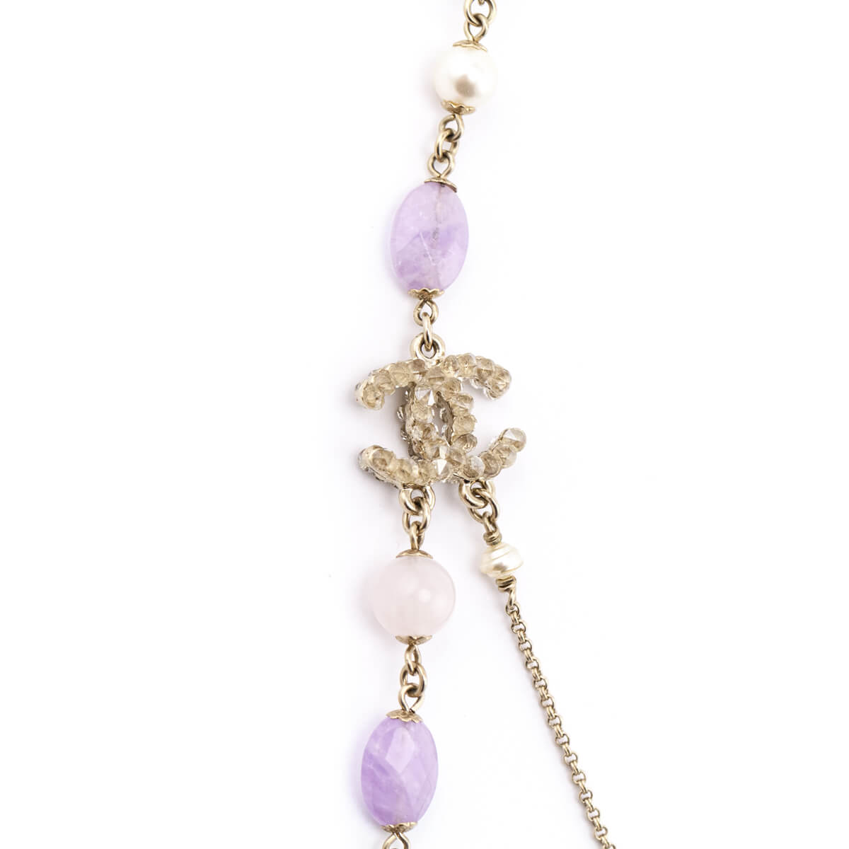 Chanel Purple Bead & Gold CC Multi-Strand Necklace