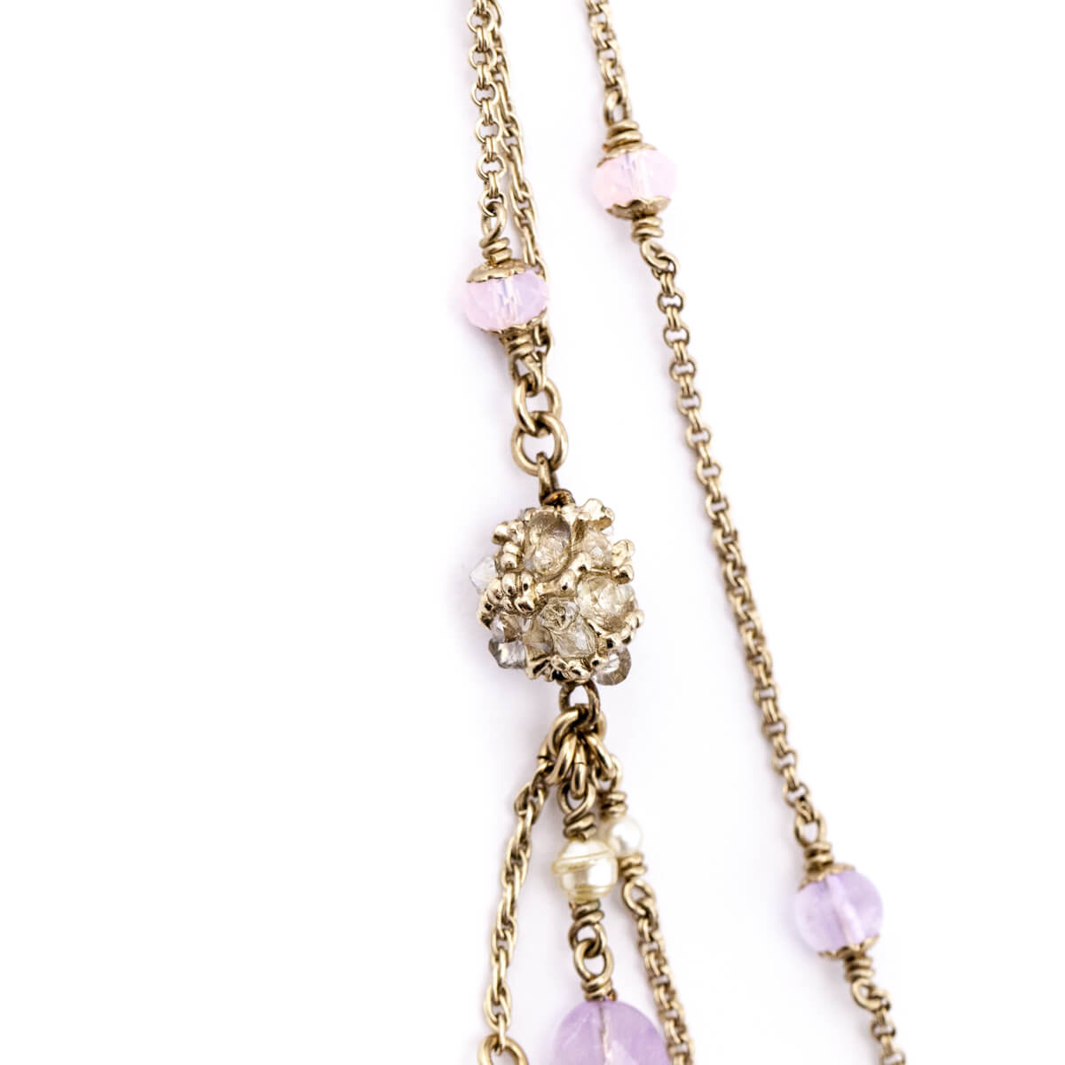 Chanel Purple Bead & Gold CC Multi-Strand Necklace