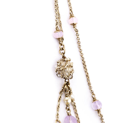 Chanel Purple Bead & Gold CC Multi-Strand Necklace