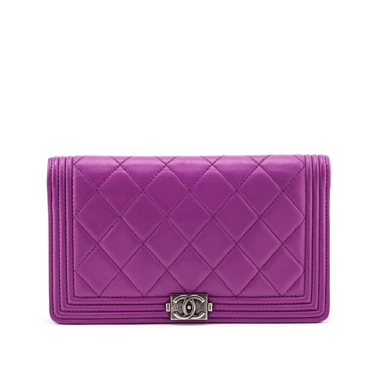 Chanel Purple Quilted Lambskin Boy Yen Wallet