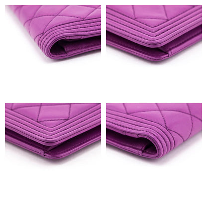 Chanel Purple Quilted Lambskin Boy Yen Wallet