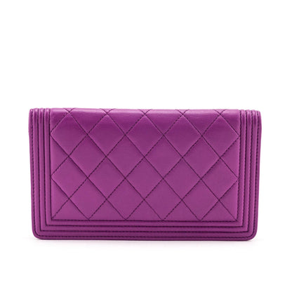 Chanel Purple Quilted Lambskin Boy Yen Wallet