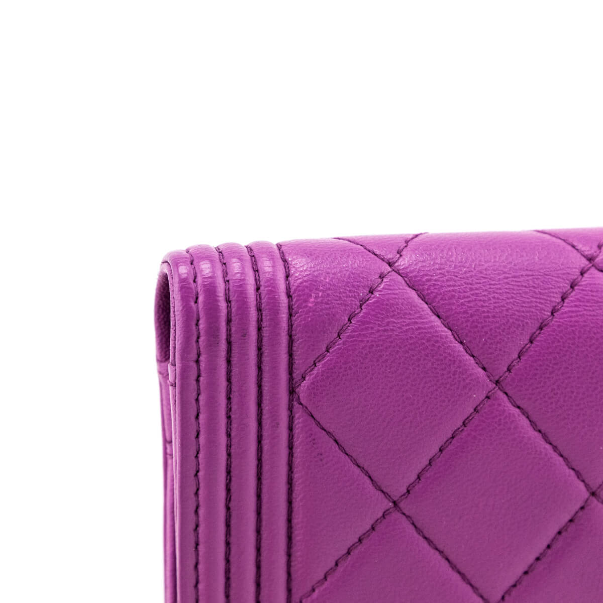 Chanel Purple Quilted Lambskin Boy Yen Wallet