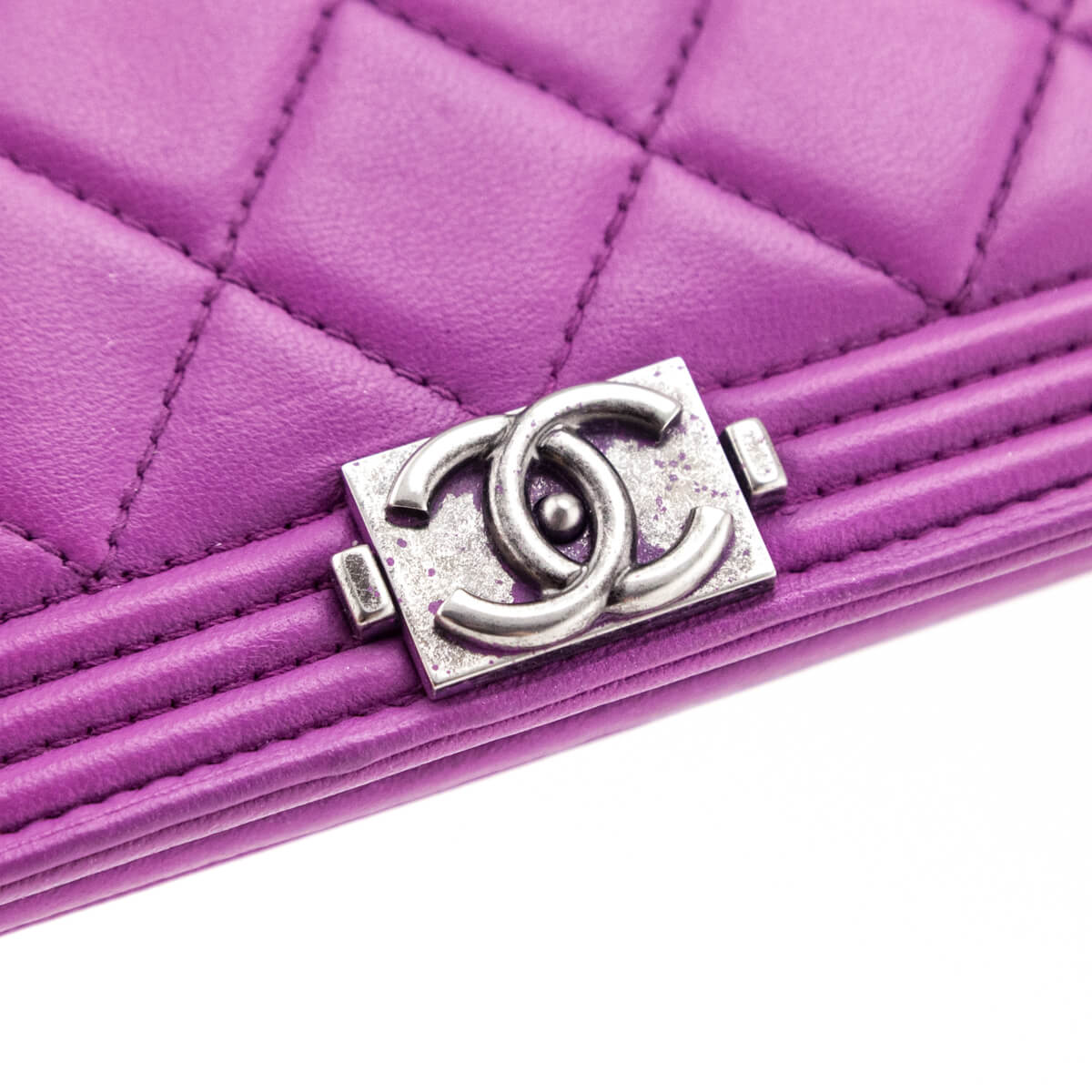 Chanel Purple Quilted Lambskin Boy Yen Wallet