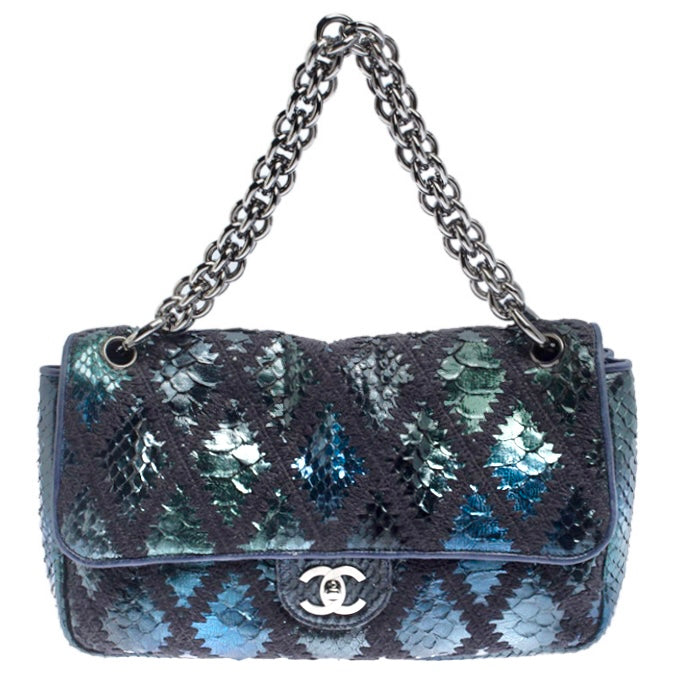 Chanel PYTHON CROCHET JUMBO FLAP Bag