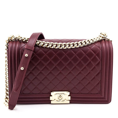 Chanel Red Quilted Lambskin Large Boy Flap Bag