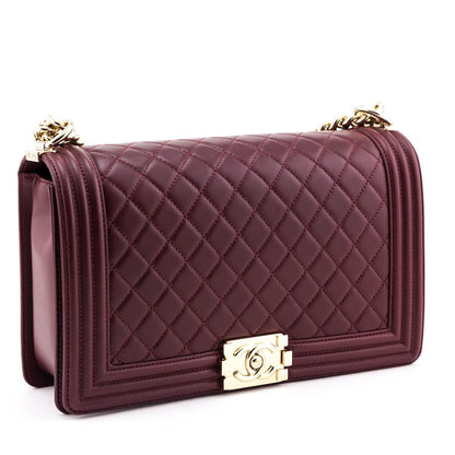 Chanel Red Quilted Lambskin Large Boy Flap Bag