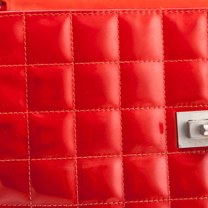 Chanel Red Quilted Patent Vintage Chocolate Bar Reissue Chain Bag