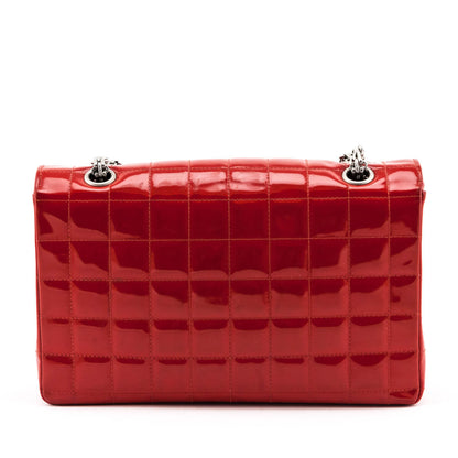 Chanel Red Quilted Patent Vintage Chocolate Bar Reissue Chain Bag