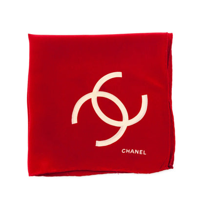 Chanel Red Silk CC Neck Scarf