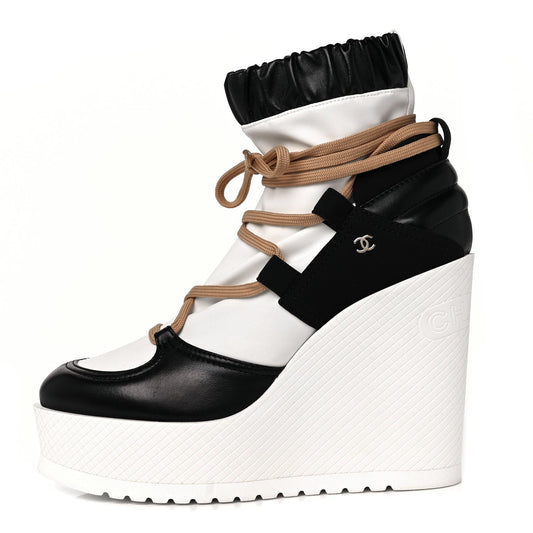CHANEL RUNWAY WEDGE PLATFORM BOOTS