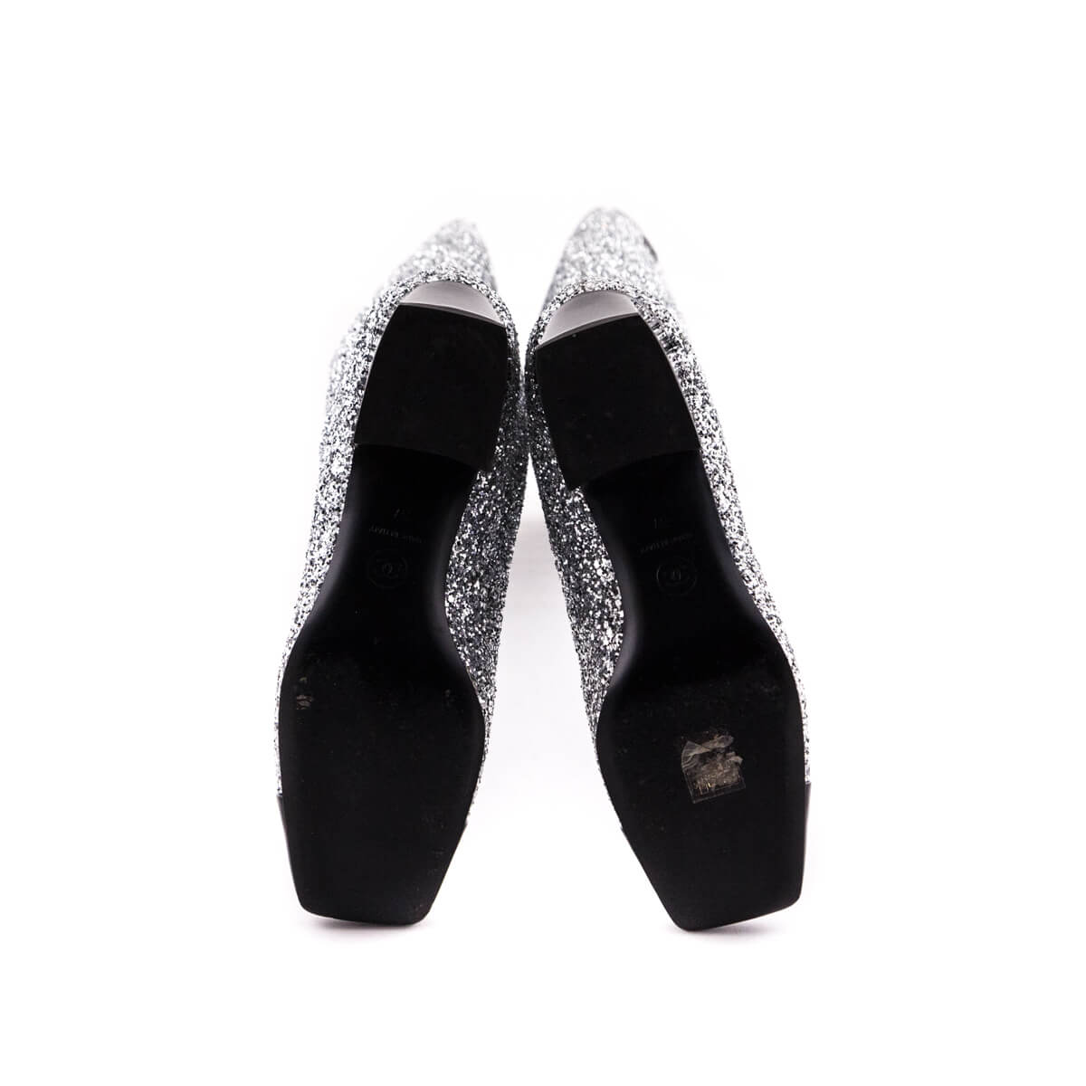 Chanel Silver Glitter CC Cap Toe Riding Boots Size US 7 | EU 37