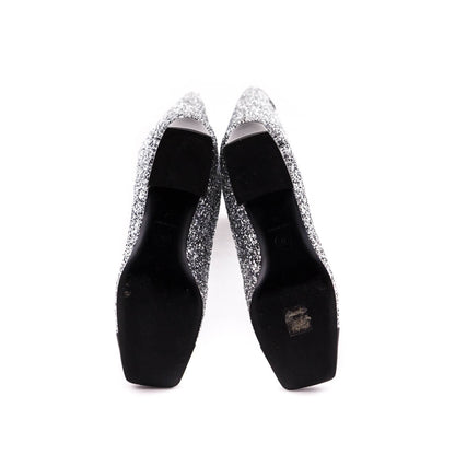 Chanel Silver Glitter CC Cap Toe Riding Boots Size US 7 | EU 37