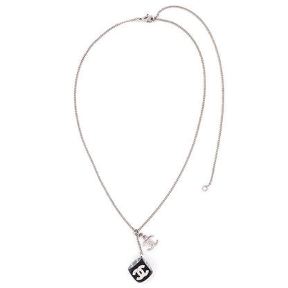 Chanel Silver & Black Crystal CC Dice Pendant Necklace