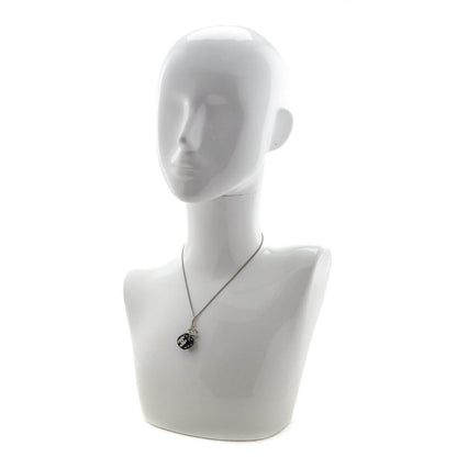 Chanel Silver & Black Crystal CC Dice Pendant Necklace