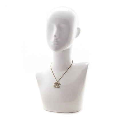 Chanel Pale Gold-Tone & Faux Pearl CC Pendant Necklace