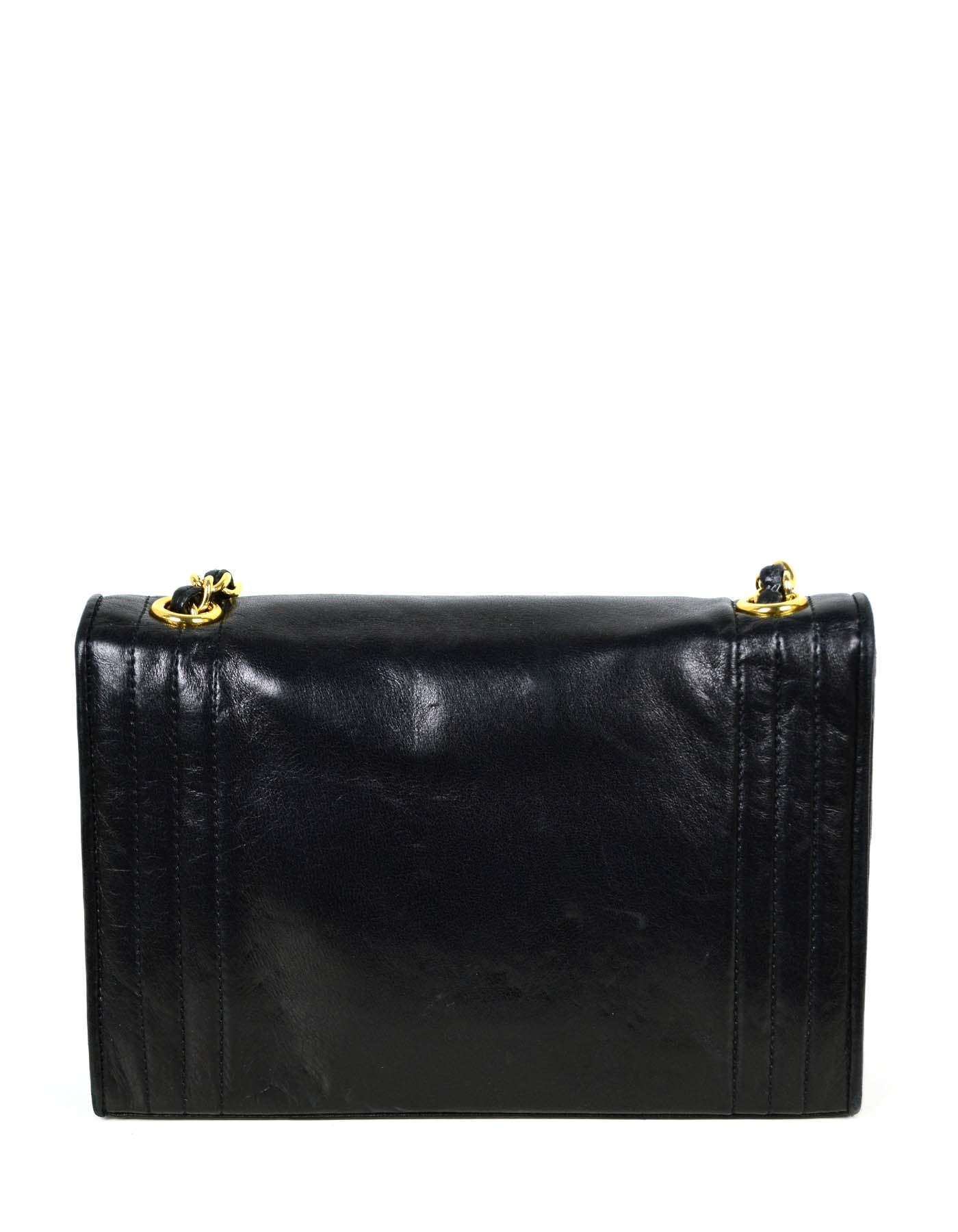 Chanel Vintage Black Lambskin Leather CC Stitched Mini Bag