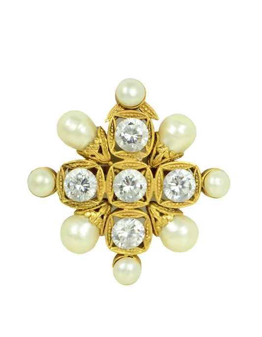 Chanel Vintage '90s Faux Pearl & Crystal Brooch/Pendant