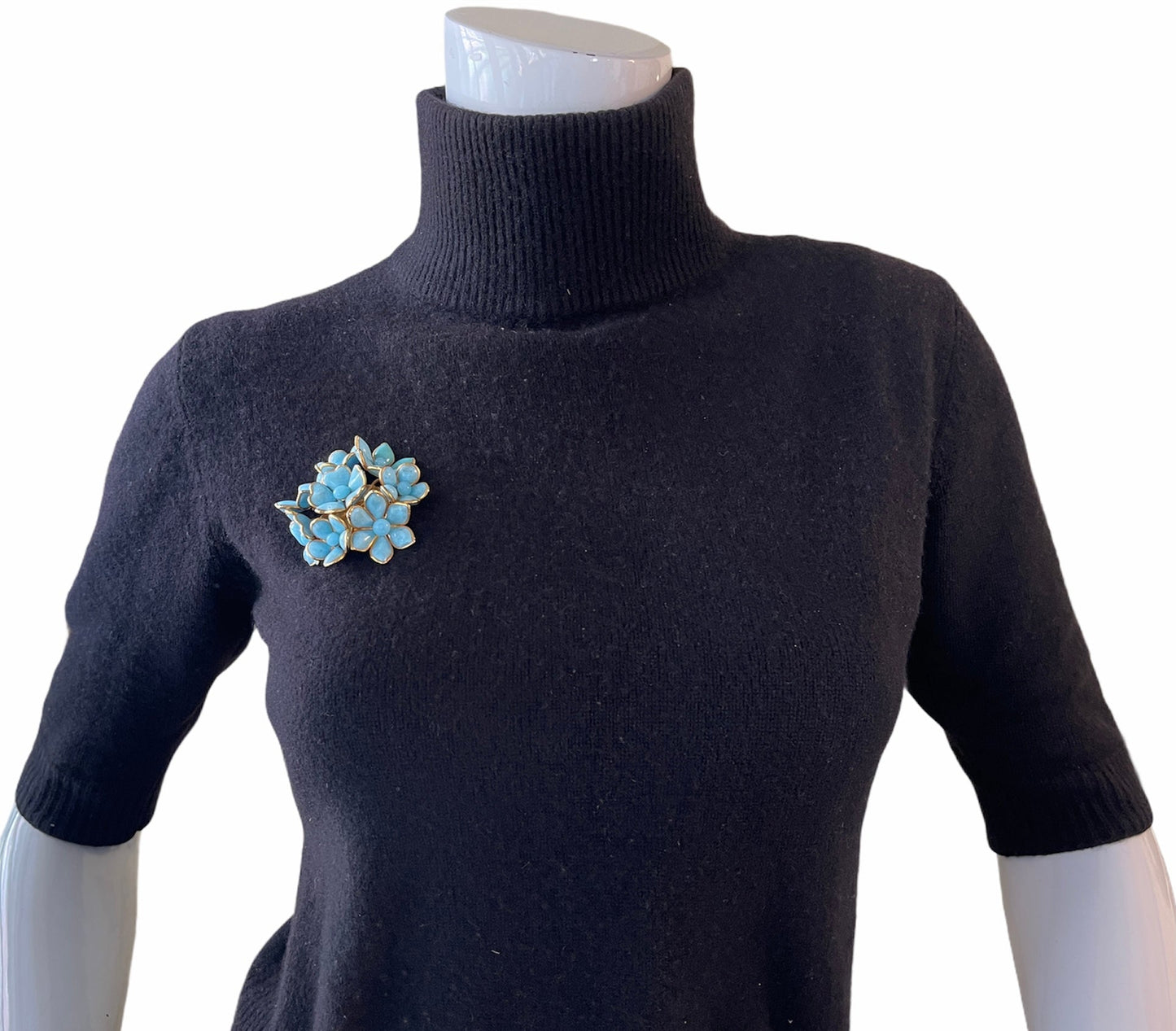 Chanel Vintage '90s Turquoise Gripoix Glass Floral Brooch