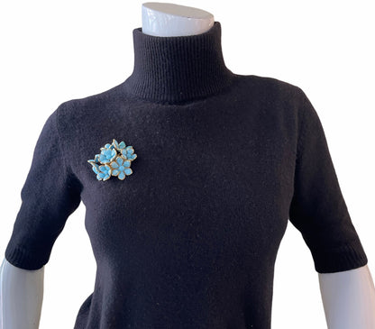 Chanel Vintage '90s Turquoise Gripoix Glass Floral Brooch