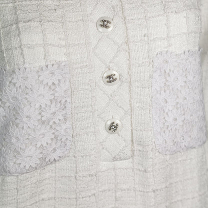 Chanel White Camellia Lace Mini Dress S | FR 38