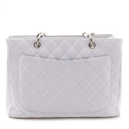 Chanel White Caviar Quilted Grand Shopping Tote