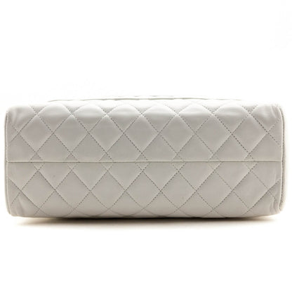 Chanel White Quilted Lambskin Vintage CC Tote Bag