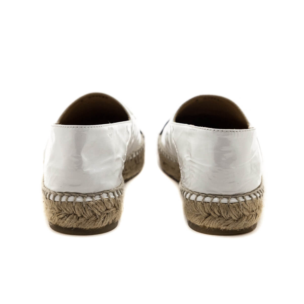 Chanel White & Black Patent Leather CC Espadrilles Size 7 | EU 37