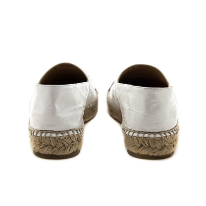 Chanel White & Black Patent Leather CC Espadrilles Size 7 | EU 37