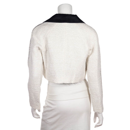 Chanel White & Black Tweed Cropped Jacket Size S | FR 38