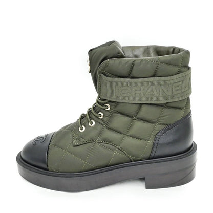 CHANEL OLIVE AND BLACK BOOTIES