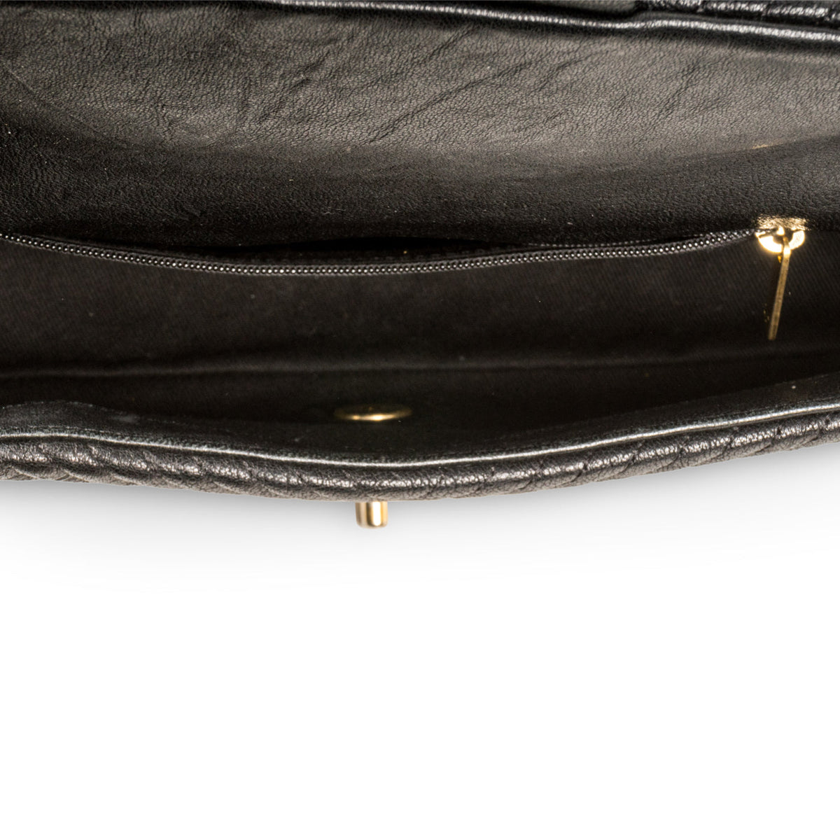 Chevron Single Flap Bag - Black - GHW