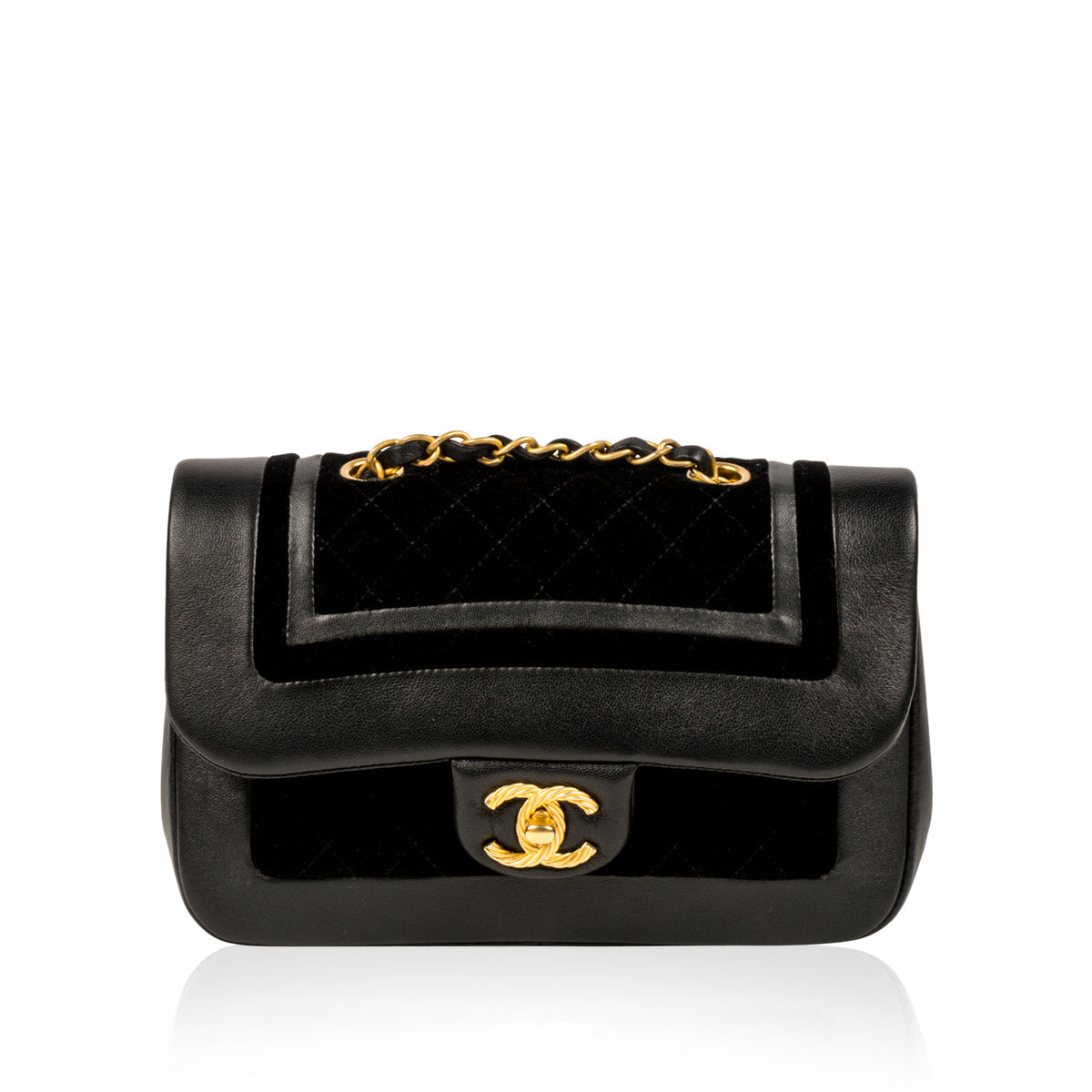 Velvet/Lambskin Flap Bag