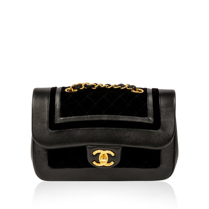 Velvet/Lambskin Flap Bag