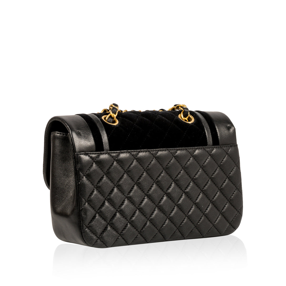 Velvet/Lambskin Flap Bag