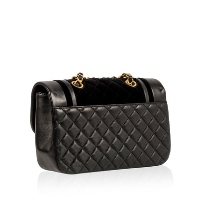 Velvet/Lambskin Flap Bag