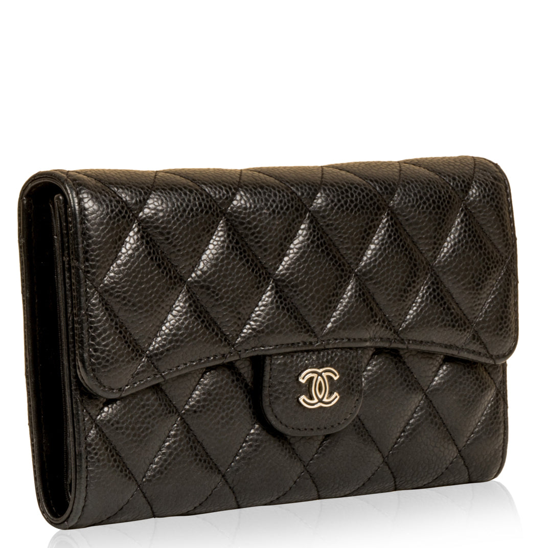 Long Flap Wallet - Caviar