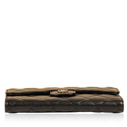 Long Flap Wallet - Caviar