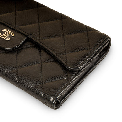 Long Flap Wallet - Caviar