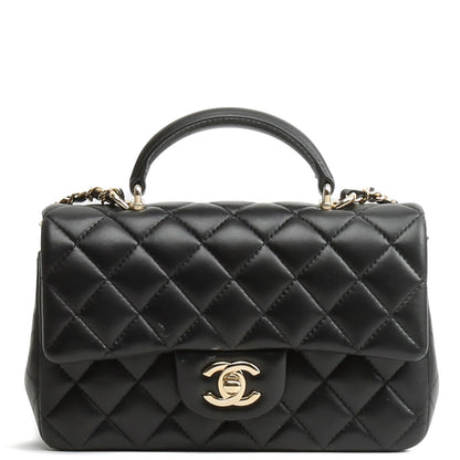 CHANEL Rectangular Mini Top Handle Flap Bag - Black