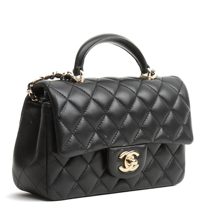 CHANEL Rectangular Mini Top Handle Flap Bag - Black