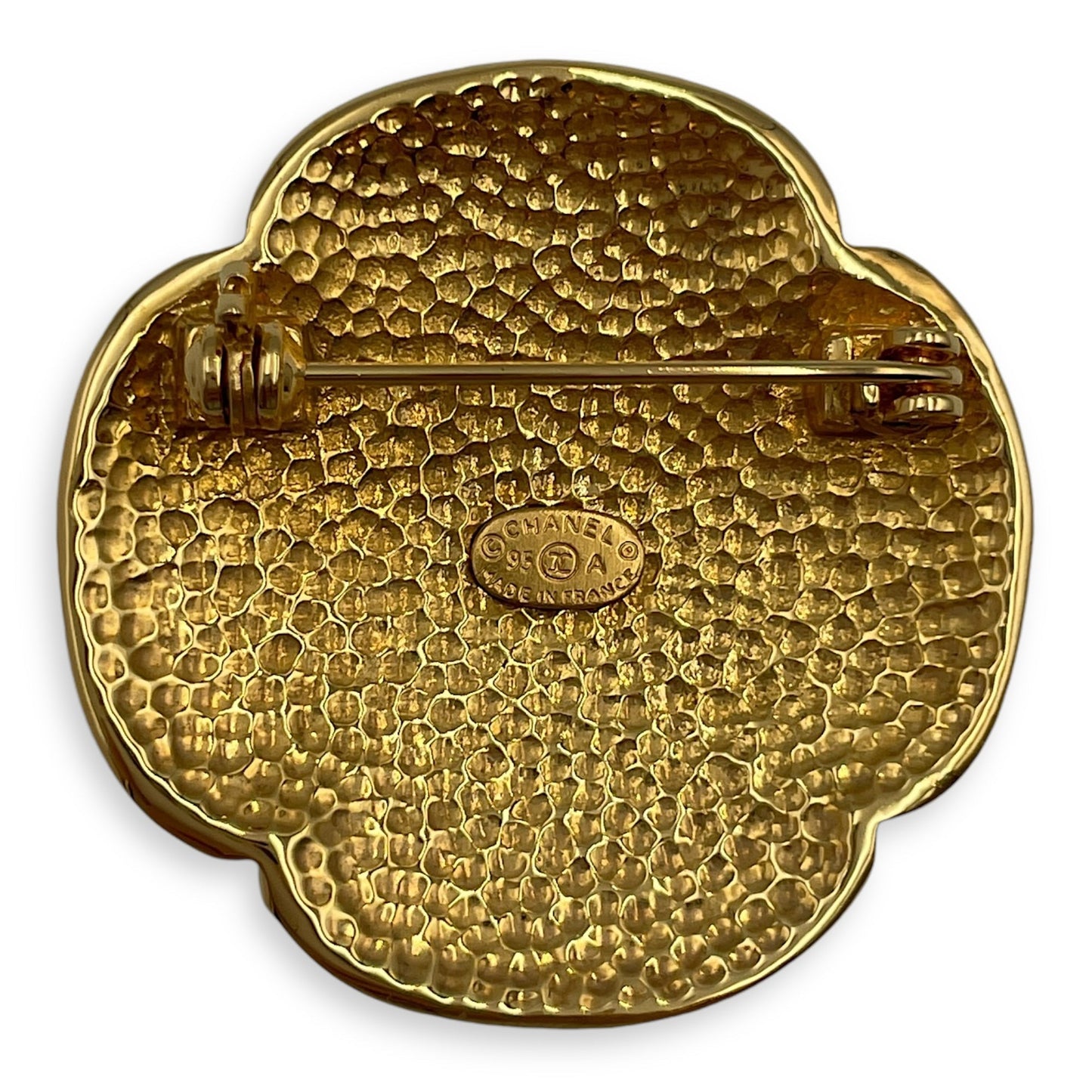 95A Vintage CC Gold Brooch, 24k gold plated hardware