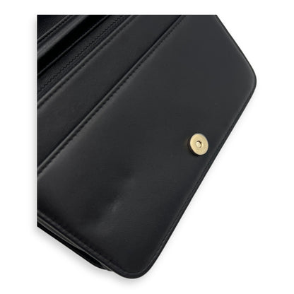 Boy Wallet On Chain Black in Lambskin, Gold hardware