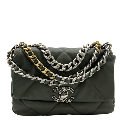 C19 Shoulder Bag Small Green in Lambskin, Mixed hardware